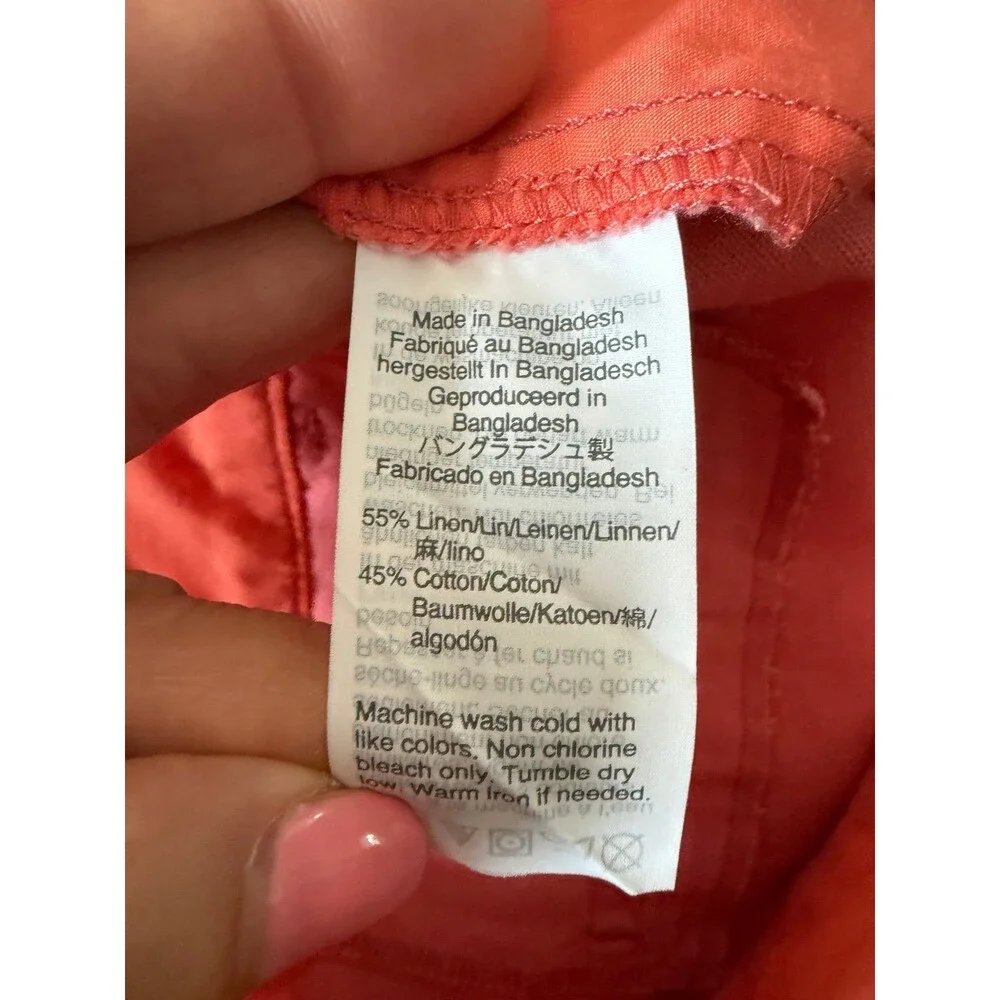 J Crew Linen Scalloped Shorts Sz. 0 Coral